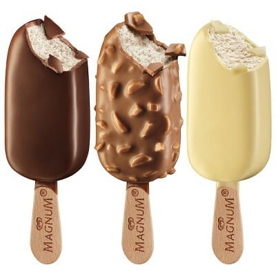 Mini magnum ice cream set, white chocolate, almond and classic chocolate